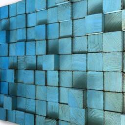 Blue Wood Wall Art - Geometric Reclaimed Pine Sculpture - thumbnail 3