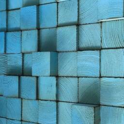 Blue Wood Wall Art - Geometric Reclaimed Pine Sculpture - thumbnail 2