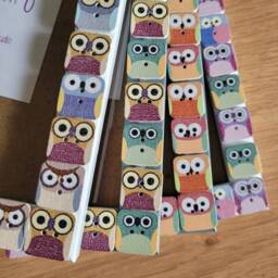 Colourful Square Wooden Owl Button Photo Frame 4 X 6 Inches