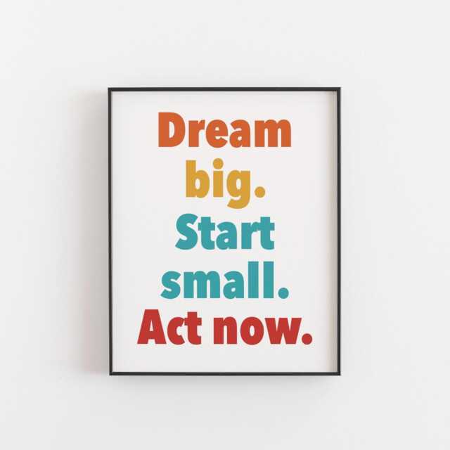 Dream Big Wall Art - Motivational Quote Print Colourful Typography Poster Office Decor Inspirational Gift For Entrepreneurs & Students - image 1