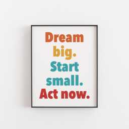 Dream Big Wall Art - Motivational Quote Print Colourful Typography Poster Office Decor Inspirational Gift For Entrepreneurs & Students - thumbnail 1