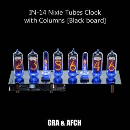 Nixie Tube Clock In-14 Columns [Rgb, Usb, Musical, Arduino Comp] Black Board For Boyfriend, Husband, Vintage, Glowing Clock, Gift, Steampunk