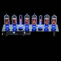 Nixie Tube Clock In-14 Columns [Rgb, Usb, Musical, Arduino Comp] Black Board For Boyfriend, Husband, Vintage, Glowing Clock, Gift, Steampunk - thumbnail 3