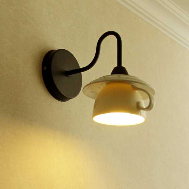 Teacup Wall Sconce, Kitchen Lighting, Alice in Wonderland Decor - image 1