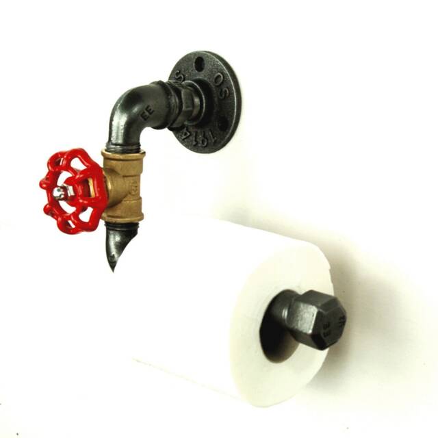 Toilet Paper Dispenser Model 3 - Small Industrial-style Brass Valve With Plumbing Fittings - image 1