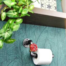 Toilet Paper Dispenser Model 3 - Small Industrial-style Brass Valve With Plumbing Fittings - thumbnail 2