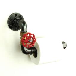 Toilet Paper Dispenser Model 3 - Small Industrial-style Brass Valve With Plumbing Fittings - thumbnail 3