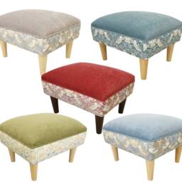 William Morris Strawberry Thief Footstool British Made Chenille Velvet Foot Rest - thumbnail 2