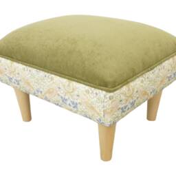 William Morris Strawberry Thief Footstool British Made Chenille Velvet Foot Rest - thumbnail 3