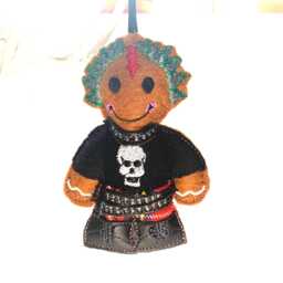 Punk Rock Hanging Christmas Decoration, Felt Gingerbread Man Ornament - thumbnail 2