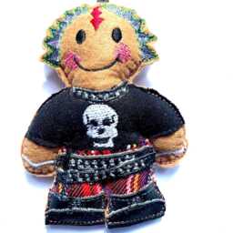 Punk Rock Hanging Christmas Decoration, Felt Gingerbread Man Ornament - thumbnail 3