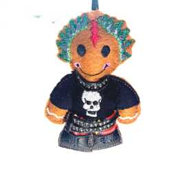 Punk Rock Hanging Christmas Decoration, Felt Gingerbread Man Ornament - thumbnail 1