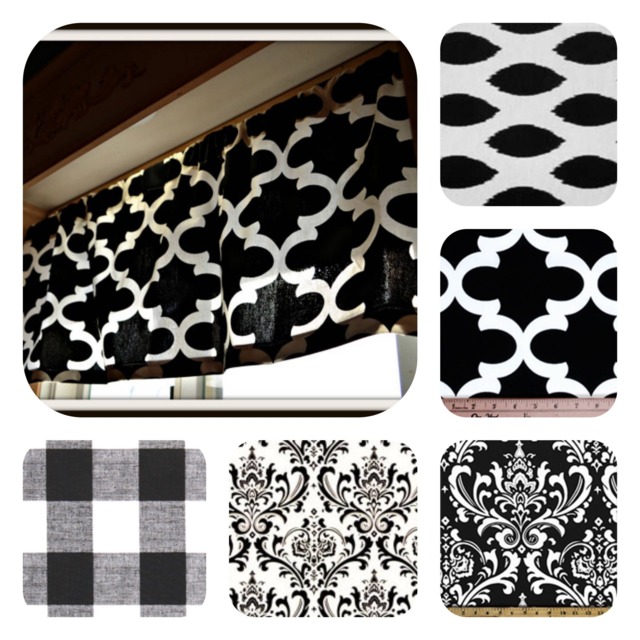 Black Fabric Valance, Custom Kitchen & Nursery Curtains - image 1