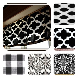 Black Fabric Valance, Custom Kitchen & Nursery Curtains