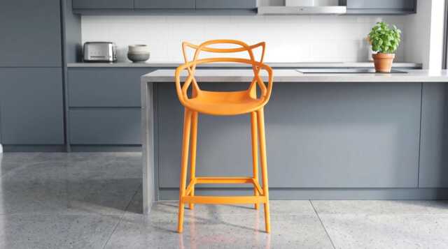 Orange Breakfast Bar Stool Masters Style Kitchen Counter Stools Pub Outdoor Cafe Plastic - image 1