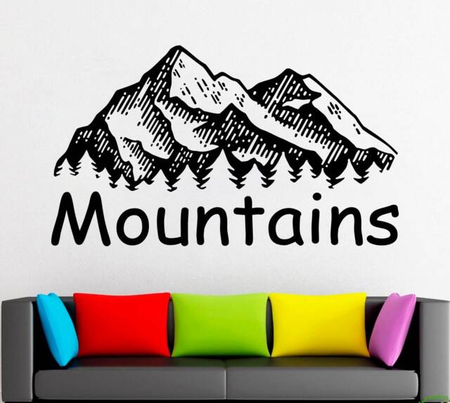 Mountain Wall Decal Pine Tree Adventure Decor 2183 - image 1
