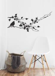 Modern Wall Decal, Nature Wall Decor, Bird Tree Branch Vinyl Decal Silhouette, Glass Door Business Office Art Sticker, Garden