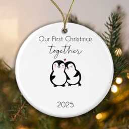 First Christmas Together Bauble New Couple Newly Weds Penguin Xmas Decoration - thumbnail 2