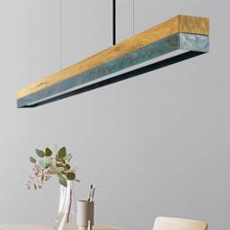 Pendant Lamp - Oak Wood & Oxidised Copper Dining Room Gantlights Led - thumbnail 3