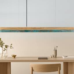Pendant Lamp - Oak Wood & Oxidised Copper Dining Room Gantlights Led - thumbnail 2