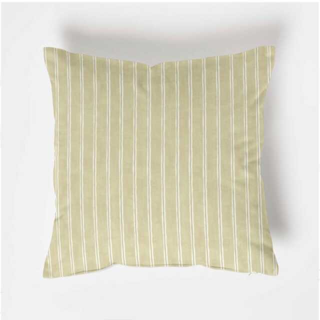 Handmade Green Striped Cotton Cushion Willow Rowing Stripe - image 1