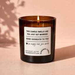 Wedding Gift For Couple Amber Glass Scented Soy Wax Candle Gifts - thumbnail 1