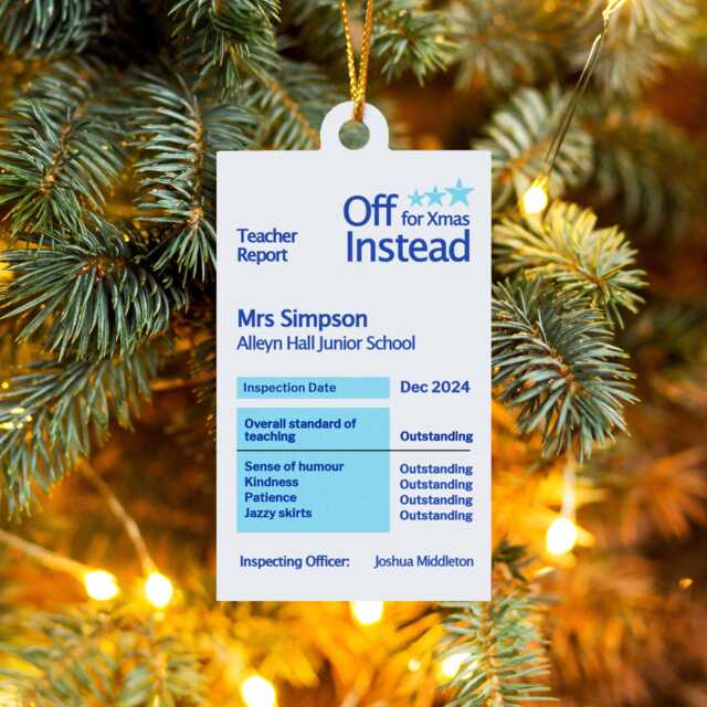 Personalised Christmas Tree Decoration For Teacher in The Style Of An Ofsted Report, Gift - image 1