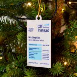 Personalised Christmas Tree Decoration For Teacher in The Style Of An Ofsted Report, Gift - thumbnail 4