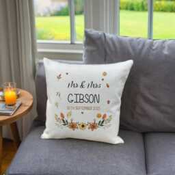 Personalised Wedding Cushion Autumn Print Mr & Mrs Gift - thumbnail 2