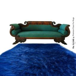 Faux Fur Sheepskin Rug - Rectangle Shaggy Soft Navy Blue - thumbnail 3