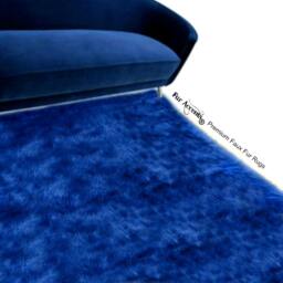 Faux Fur Sheepskin Rug - Rectangle Shaggy Soft Navy Blue - thumbnail 2