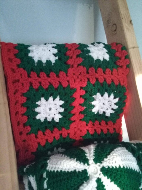 Granny Square Blanket, Holiday Christmas Throw, Farmhouse - image 1