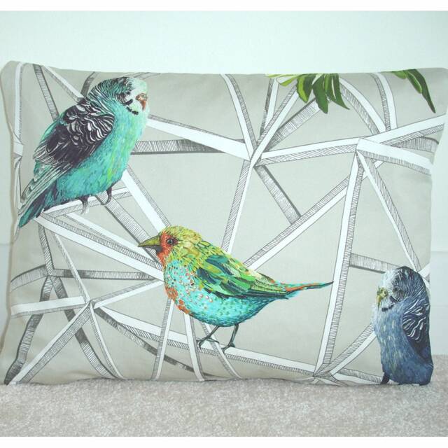 "Tropical Birds Cushion Cover 12x16 Budgerigar Oblong Bolster Pillow Sham 16""x12" - image 1
