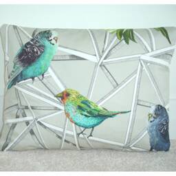 "Tropical Birds Cushion Cover 12x16 Budgerigar Oblong Bolster Pillow Sham 16""x12"