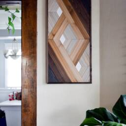Geometric Wood Wall Art White Portal Hanging - thumbnail 3