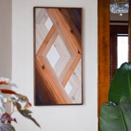 Geometric Wood Wall Art White Portal Hanging - thumbnail 2