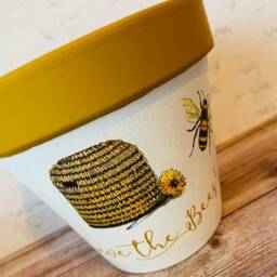 Save The Bees Terracotta Flower Plant Pot, Bee Themed Gardening Decorated Planter, Gifts - thumbnail 4