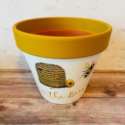 Save The Bees Terracotta Flower Plant Pot, Bee Themed Gardening Decorated Planter, Gifts - thumbnail 2