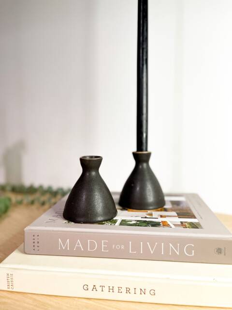 Matte Black Ceramic Candle Taper Holder - image 1