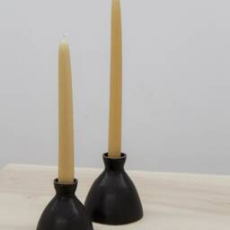 Matte Black Ceramic Candle Taper Holder - thumbnail 3