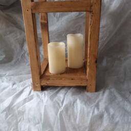 Handcrafted Rustic Wooden Lantern Table Centerpiece, Home Decor - thumbnail 2