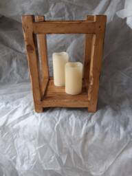 Handcrafted Rustic Wooden Lantern Table Centerpiece, Home Decor - thumbnail 1