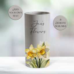 Watercolour Daffodil Ceramic Vase - Custom Text Flower Pot - Personalised Gift For Birthday, Mother's Day, Or Any Special Occasion - thumbnail 2