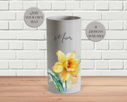 Watercolour Daffodil Ceramic Vase - Custom Text Flower Pot - Personalised Gift For Birthday, Mother's Day, Or Any Special Occasion - thumbnail 1
