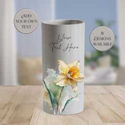 Watercolour Daffodil Ceramic Vase - Custom Text Flower Pot - Personalised Gift For Birthday, Mother's Day, Or Any Special Occasion - thumbnail 3