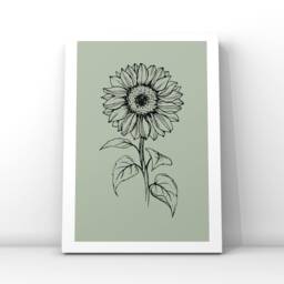 Set Of 3 Sage Sunflower Prints, Living Room Posters, Line Art Floral Decor, Gallery Wall, Minimalist, Framed Wall - thumbnail 3