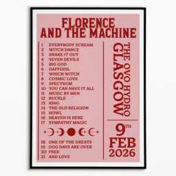 Florence & The Machine Setlist Print 9Th Feb 2026 Glasgow Ovo Hydro - Indie Rock Music - thumbnail 2