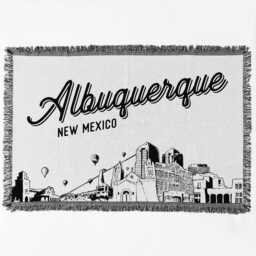 Albuquerque New Mexico City Blanket - Woven Throw Gift, Black & White Skyline Art, Fun Home Decor, Cozy Soft Gift - thumbnail 2