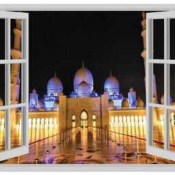 Huge Sheikh Zayed Mosque Window Wall Sticker Art Vinyl Decal Decor - thumbnail 2