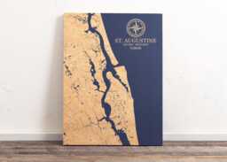 st. Augustine, Florida Map - Engraved Wood Coastal Wall Art Sign, Beach House Home Decor Nautical Print, Unique Personalized Family Gift
